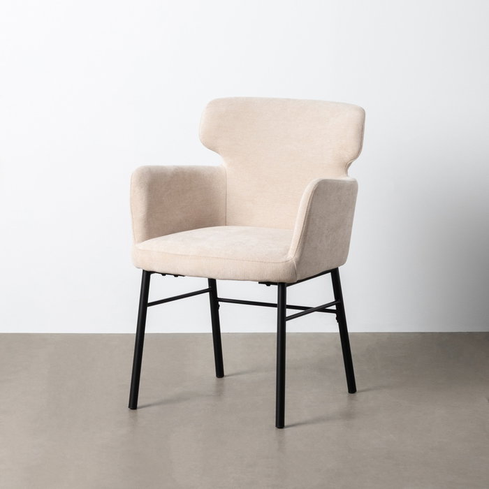 Silla Crema Tejido-Metal Salón 59,50 X 62,50 X 86 cm (Set de 2)