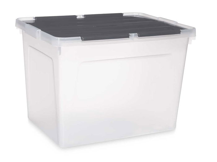 Kipit Caja Doble Tapa Abatible 48L Antracita Plástico 50 x 35 x 37 cm (Set de 6)