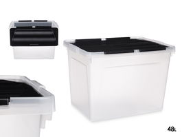 Kipit Caja Doble Tapa Abatible 48L Antracita Plástico 50 x 35 x 37 cm (Set de 6)