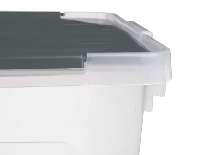 Kipit Caja Doble Tapa Abatible 48L Antracita Plástico 50 x 35 x 37 cm (Set de 6)