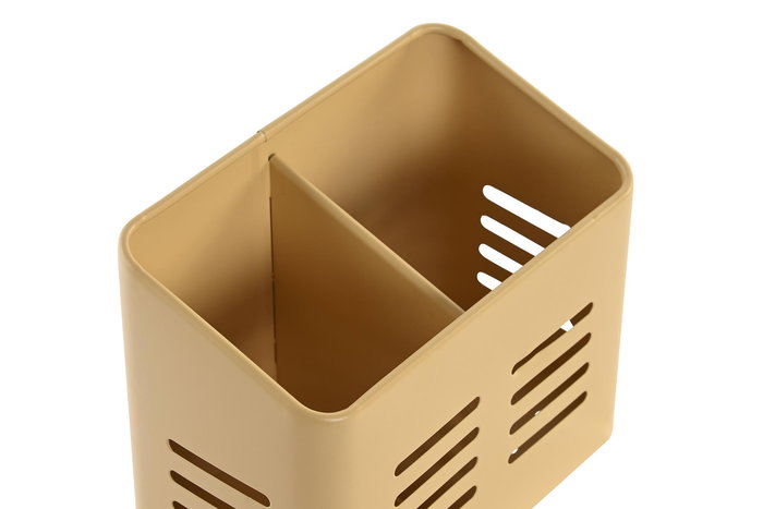 DKD Home Decor Cubertero Vintage Terracota y Amarillo Metal 9 x 13 x 16 cm (4 Unidades)