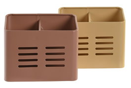 DKD Home Decor Cubertero Vintage Terracota y Amarillo Metal 9 x 13 x 16 cm (4 Unidades)