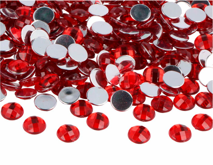 Innspiro Gemas decorativas acrílicas círculo rojo 10mm, 2000u. aprox. de fondo plano plateado Innspiro Gemas decorativas acrílicas círculo rojo 10mm, 2000u. aprox. de fondo plano plateado
