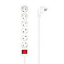 Aisens Regleta de 6 Tomas con Interruptor, Cable 1,4m, Blanco