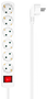 Aisens Regleta de 6 Tomas con Interruptor, Cable 1,4m, Blanco