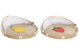 DKD Home Decor Cubreplatos 40 x 24 x 40 cm (2 Unidades) Seagrass Natural Multicolor