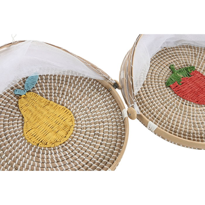 DKD Home Decor Cubreplatos de Seagrass con Diseño de Fruta, 2 Unidades