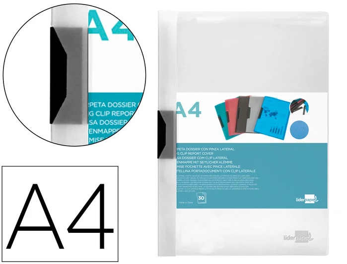 Liderpapel Carpeta Dossier con Pinza Lateral Transparente DIN A4 Liderpapel Carpeta Dossier con Pinza Lateral Transparente DIN A4