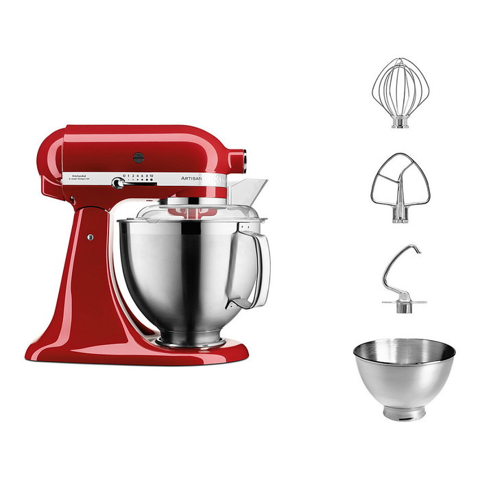 KitchenAid 5KSM185PSEER Robot de Cocina Artisan con Bol de 4,8L, Rojo Metalizado, Batir, Amasar y Mezclar KitchenAid 5KSM185PSEER Robot de Cocina Artisan con Bol de 4,8L, Rojo Metalizado, Batir, Amasar y Mezclar