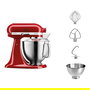 KitchenAid 5KSM185PSEER Robot de Cocina Artisan con Bol de 4,8L, Rojo Metalizado, Batir, Amasar y Mezclar