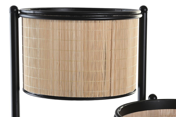 DKD Home Decor Macetero Colonial Natural Negro Bambú Metal 40 x 70.5 x 40 cm (2 Unidades)
