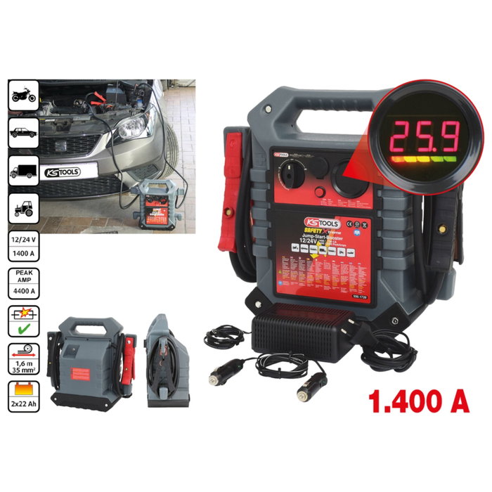 KS Arrancador de batería móvil 12V/24V 1400 A KS Arrancador de batería móvil 12V/24V 1400 A