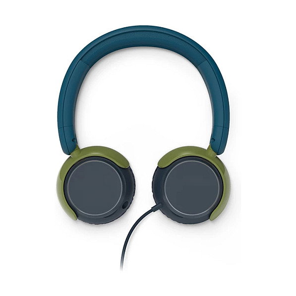 Philips TAK2000CT/00 Auriculares On-Ear Supraaurales para Niños (Serie 2000) - Azul, Verde, Gris, Conexión Alámbrica USB-C y 3.5 mm, Reducción de Ruido, 20-20000 Hz, Plegables