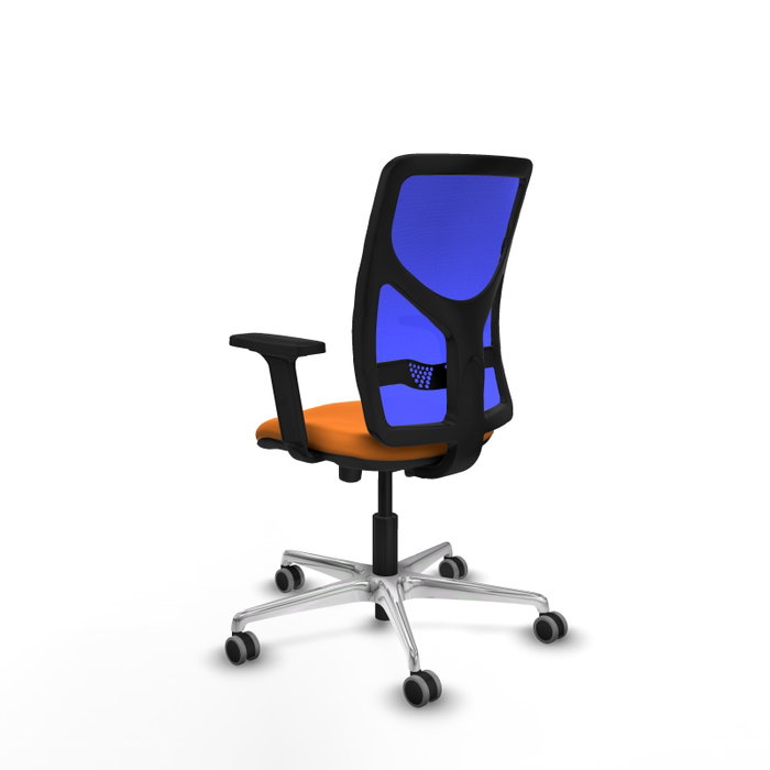 PIQUERAS Y CRESPO Silla de oficina Motilla con mecanismo Sincro/Traslack, Similpiel Naranja y Malla Azul
