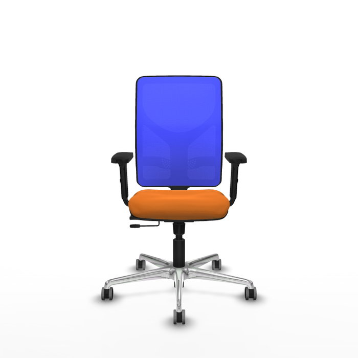 PIQUERAS Y CRESPO Silla de oficina Motilla con mecanismo Sincro/Traslack, Similpiel Naranja y Malla Azul