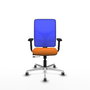 PIQUERAS Y CRESPO Silla de oficina Motilla con mecanismo Sincro/Traslack, Similpiel Naranja y Malla Azul