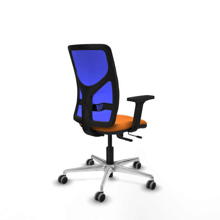 PIQUERAS Y CRESPO Silla de oficina Motilla con mecanismo Sincro/Traslack, Similpiel Naranja y Malla Azul