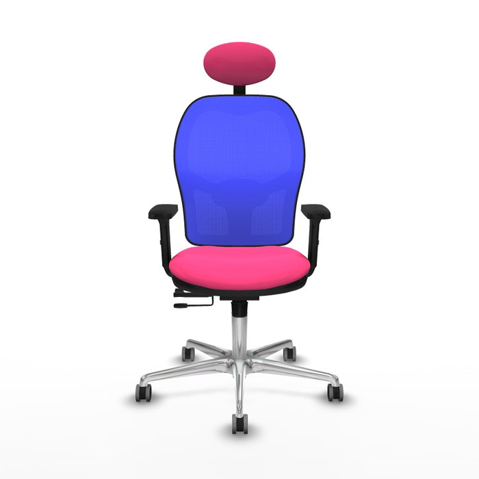 PIQUERAS Y CRESPO Silla de oficina Jorquera con mecanismo Sincro/Traslack, Similpiel Rosa y Malla Azul