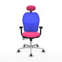 PIQUERAS Y CRESPO Silla de oficina Jorquera con mecanismo Sincro/Traslack, Similpiel Rosa y Malla Azul