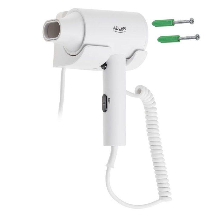 ADLER SECADOR DE PELO PROFESIONAL 2000W CON SOPORTE DE PARED Y 3 TEMPERATURAS
