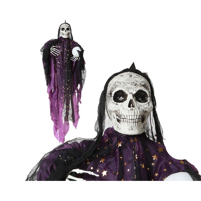 Atosa Figura de Halloween Bruja Esqueleto Colgante 180 cm con Bola de Adivinación Luz y Sonido