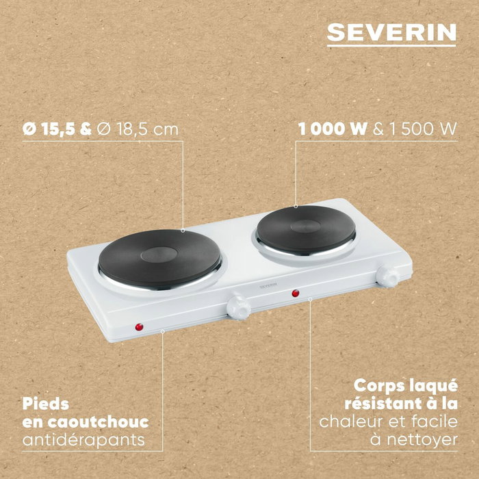 Severin DK 1042 Placa eléctrica doble blanca
