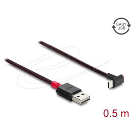 DeLOCK Cable USB 2.0 Tipo-A a Tipo-C Angular 0,5 m Negro/Rojo