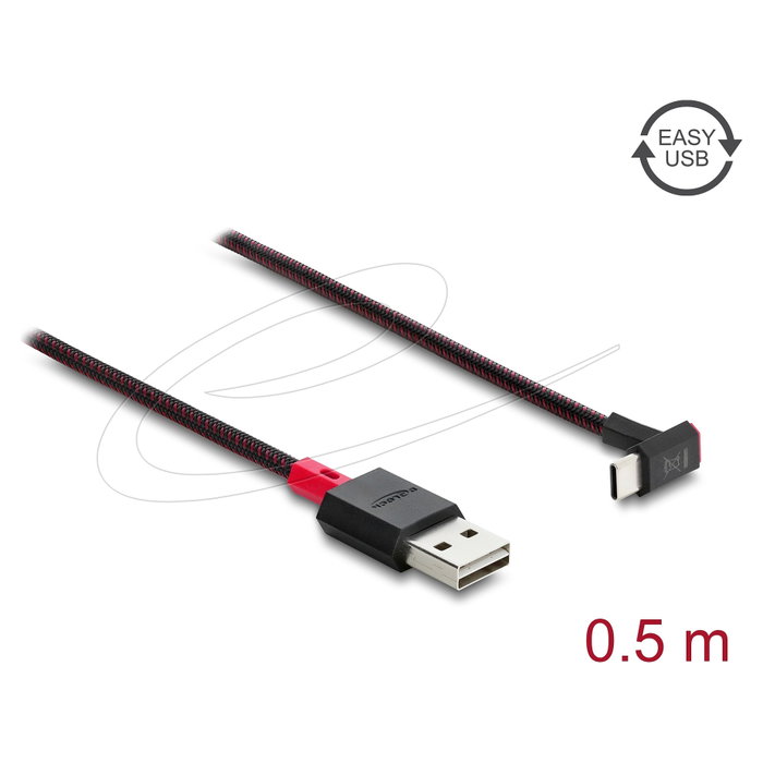 DeLOCK Cable USB 2.0 Tipo-A a Tipo-C Angular 0,5 m Negro/Rojo DeLOCK Cable USB 2.0 Tipo-A a Tipo-C Angular 0,5 m Negro/Rojo