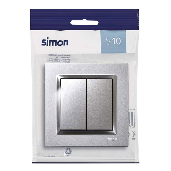 SIMON Doble conmutador aluminio serie 10 F1090397026