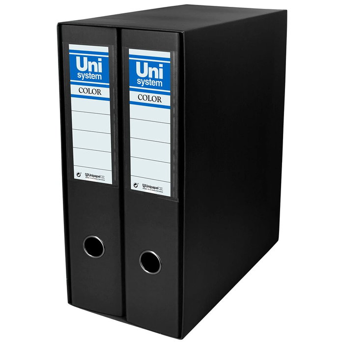 UNISYSTEM Módulo de 2 Archivadores de Palanca 65 mm Negro A4