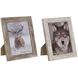 Marco de Fotos Home ESPRIT Blanco Natural Cristal Poliestireno Escandinavo 19,5 x 2 x 24,5 cm (2 Unidades)
