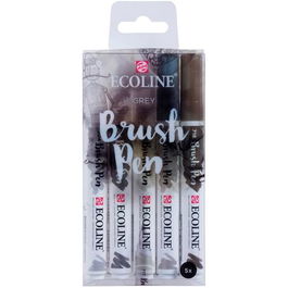 Talens Ecoline Rotuladores Brush Pen Punta Pincel Gris Estuche 5 Ud