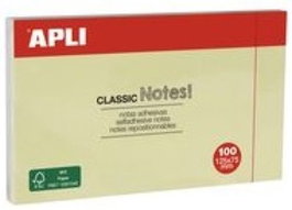 APLI PAPER Pack de 12 tacos de notas adhesivas 75x125 mm Amarillo