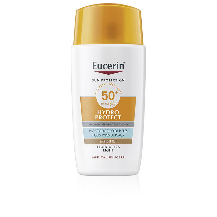 Eucerin Sun Face Hydro Protect Ultra-Light Fluid con Color SPF 50+ - Protector Solar Facial Tinte #Medium 50 ml Eucerin Sun Face Hydro Protect Ultra-Light Fluid con Color SPF 50+ - Protector Solar Facial Tinte #Medium 50 ml