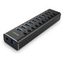 LINDY Hub USB 3.2 Gen 1 de 10 Puertos con Interruptores On/Off, Negro