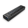 Lindy Hub USB 3.0 de 10 Puertos con Interruptores On/Off Individuales y Carga - 5 Gbps, Con Fuente 36W