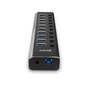 Lindy Hub USB 3.0 de 10 Puertos con Interruptores On/Off Individuales y Carga - 5 Gbps, Con Fuente 36W