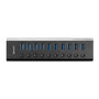 Lindy Hub USB 3.0 de 10 Puertos con Interruptores On/Off Individuales y Carga - 5 Gbps, Con Fuente 36W
