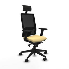 PIQUERAS Y CRESPO Silla de oficina Horna con mecanismo Sincro, Similpiel Crema y Malla Negro