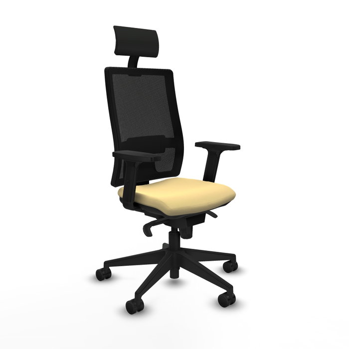 PIQUERAS Y CRESPO Silla de oficina Horna con mecanismo Sincro, Similpiel Crema y Malla Negro PIQUERAS Y CRESPO Silla de oficina Horna con mecanismo Sincro, Similpiel Crema y Malla Negro
