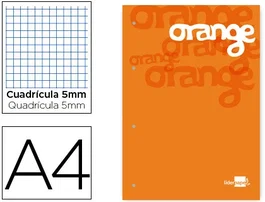 Liderpapel Bloc de Notas Din A4 Cuadriculado 5 mm Naranja Natural 100 Hojas 100 g/m2