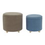 DKD Home Decor Set de 2 Reposapiés de Poliéster y Madera Gris y Azul
