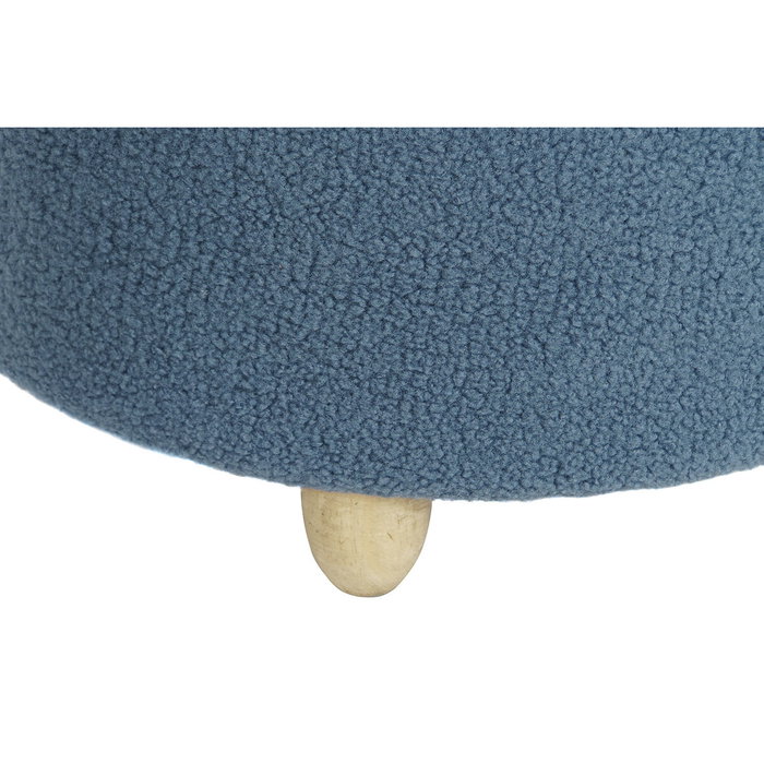 DKD Home Decor Set de 2 Reposapiés de Poliéster y Madera Gris y Azul