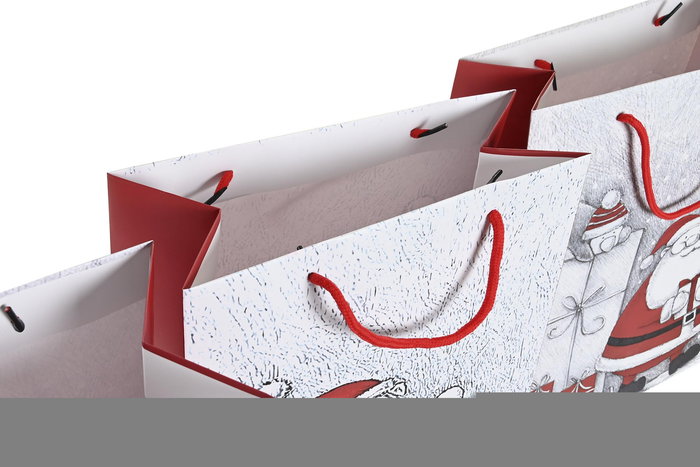 DKD Home Decor Bolsa Navidad Tradicional Rojo Blanco Papa Noel 10 x 23 x 18 cm (12 Unidades)