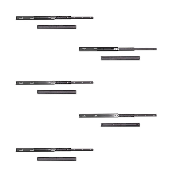 Emuca Lote de 5 juegos de guías para cajones, de bolas, altura 45mm, profundidad 450mm, extracción total, Negro Emuca Lote de 5 juegos de guías para cajones, de bolas, altura 45mm, profundidad 450mm, extracción total, Negro