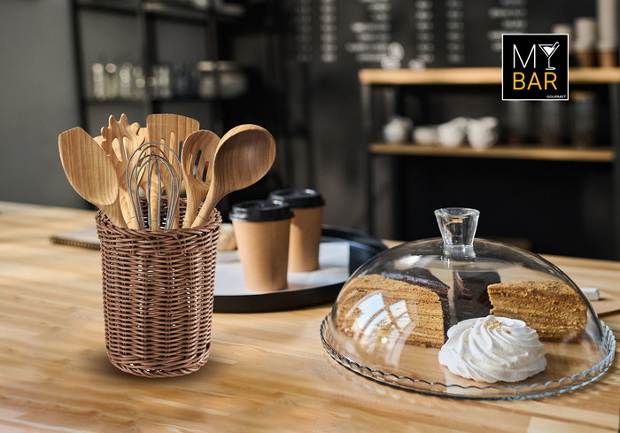 Inde Organizador Utensilios PP Rattan Rojo 14.9 cm (ancho) x 19.3 cm (alto) x 15 cm (largo) (12 Unidades)