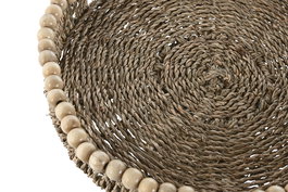 DKD Home Decor Centro Mesa Boho Seagrass Madera Natural 33 x 18.5 x 33 cm (4 Unidades)