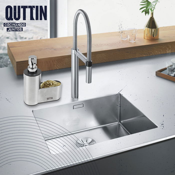 Quttin Portaestropajos con Dispensador, 6.4 cm Ancho x 18.4 cm Alto x 14.8 cm Largo (12 Unidades)