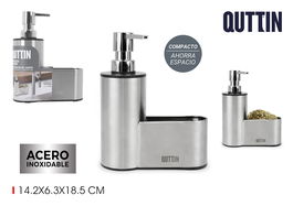 Quttin Portaestropajos con Dispensador, 6.4 cm Ancho x 18.4 cm Alto x 14.8 cm Largo (12 Unidades)