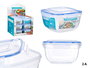 Leknes Fiambrera Cuadrada Tapa Azul 2400ml Plástico Cierre Hermético 20x11x20cm (Set de 12)